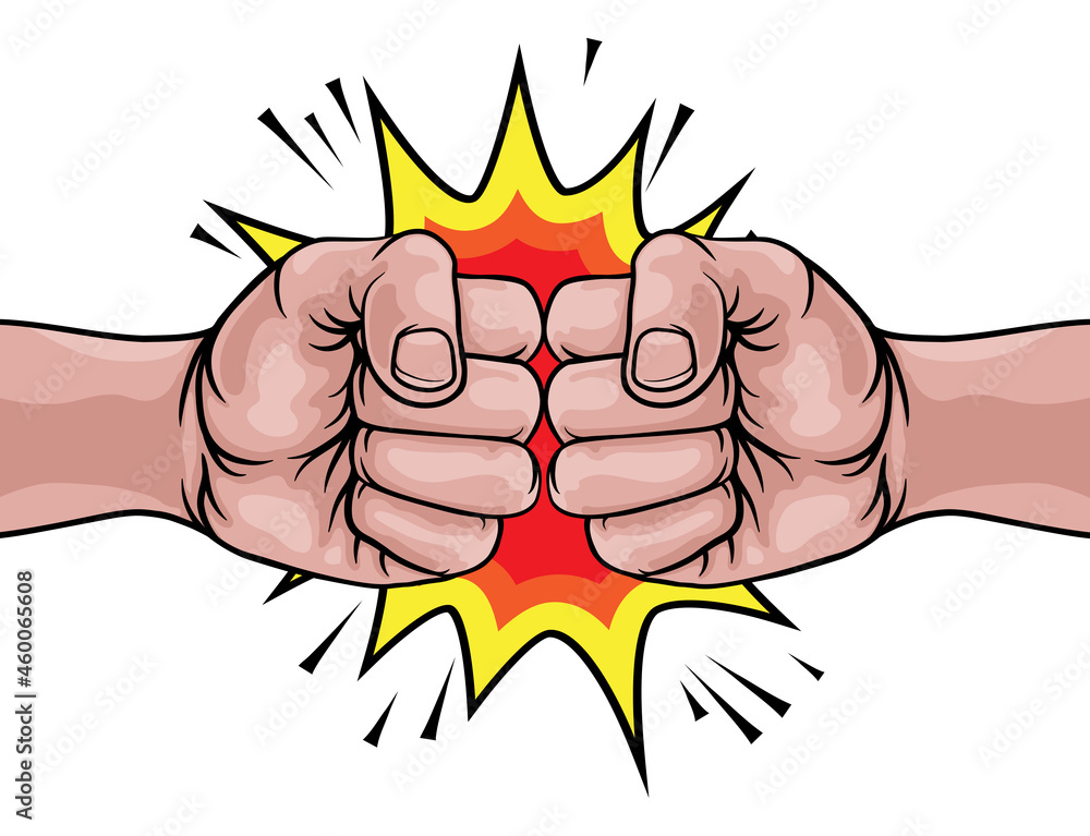 Fist Bump Punch Fists Boxing Cartoon Explosion Stock Vector | Adobe Stock