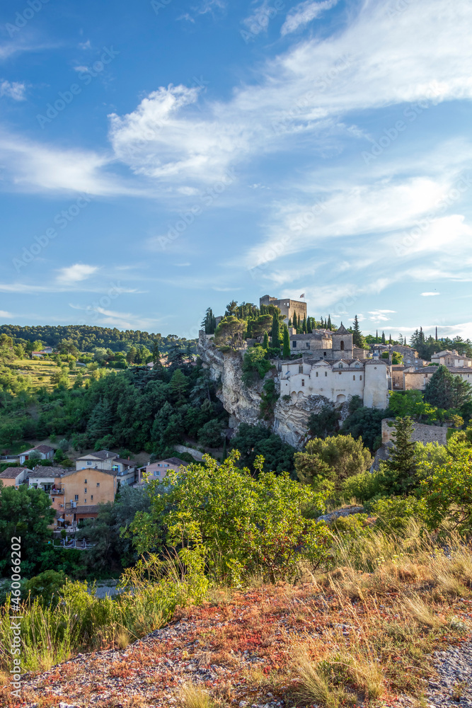 Vaison-la-Romaine, The Haute Ville, the medieval town, perched on the rocky outcrop cliff, Provence, France