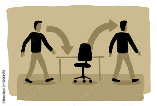 Employee turnover in drawn abstract style