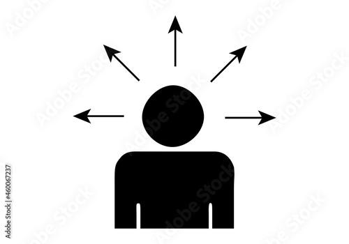 Icono negro de persona pensando en una decisión.