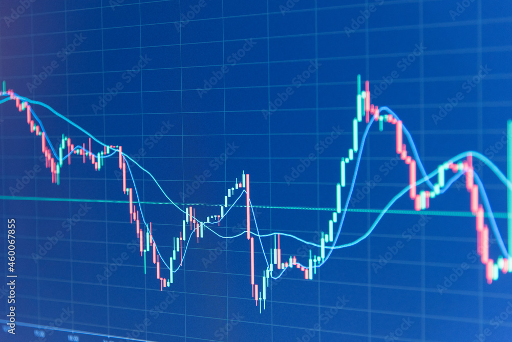 stock-market-chart-on-blue-background-share-drop-down-graph-chart-of