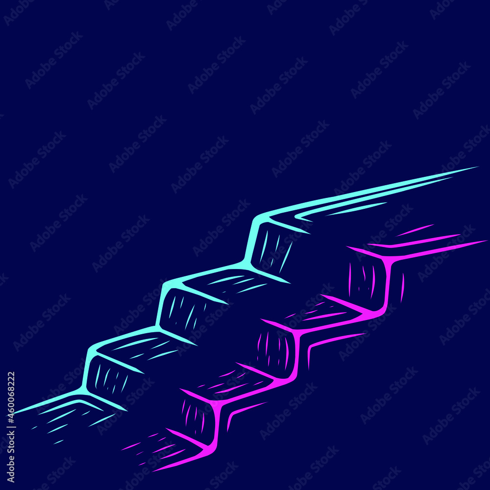 Stairs ladder step line pop art potrait logo colorful design with dark background. Abstract vector illustration. Stairs ladder step line pop art potrait logo colorful design with dark background. Abstract vector illustration.