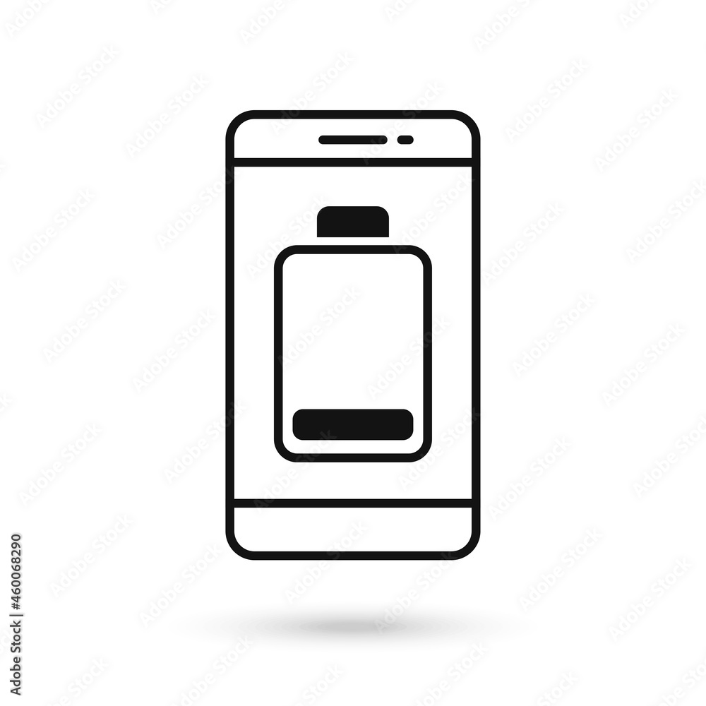 Mobile phone flat design with low battery sign. Mobile phone flat design with low battery sign.