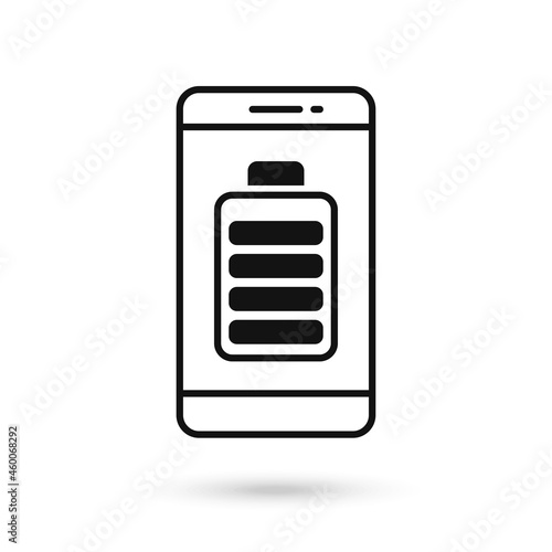 Mobile phone flat design with full battery sign. © Ruslan