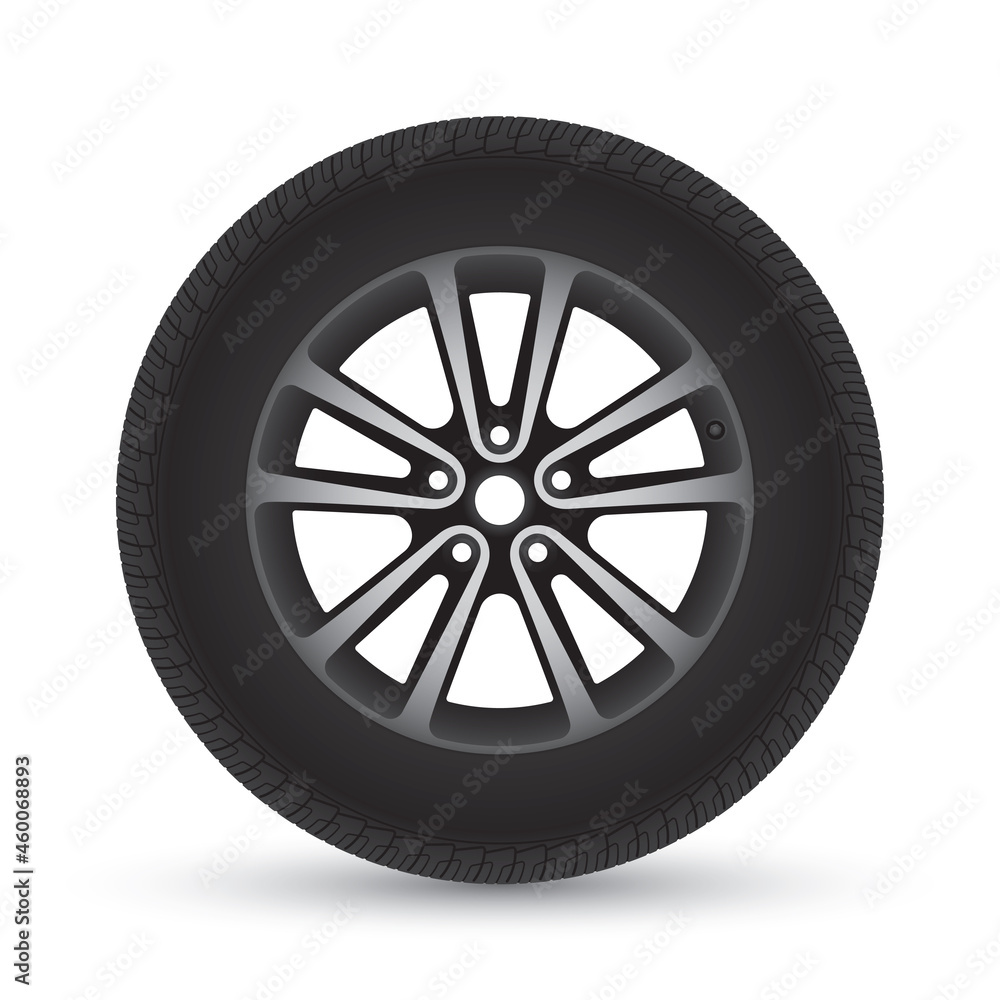 Vector realistic disk car wheel tyre. Isolated on white background Vector realistic disk car wheel tyre. Isolated on white background