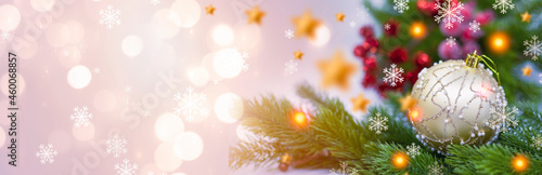 New Year banner with fir br...