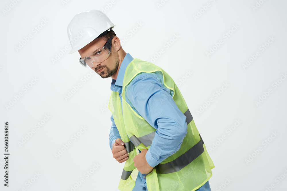 Man drawings in hand construction industry light background Man drawings in hand construction industry light background