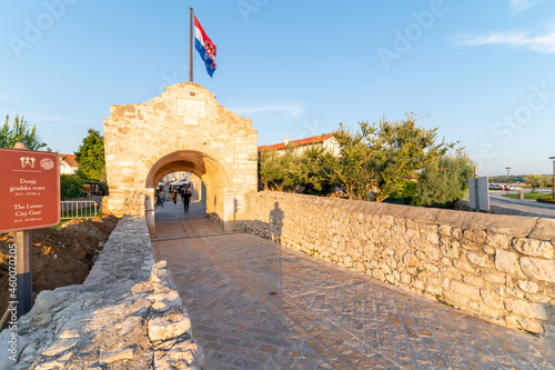 Nin city, Croatia. Lower city gate. Entrance to the old histiric Croatian town. photo