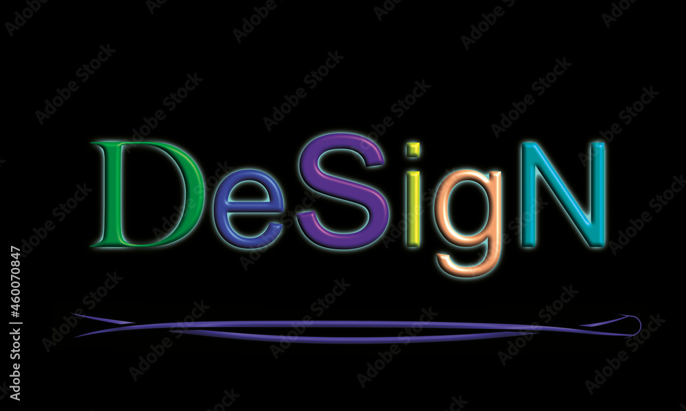Schriftbild Design vor schwarzem Hintergrund