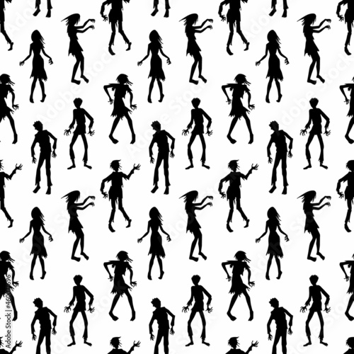 seamless pattern with zombie silhouettes