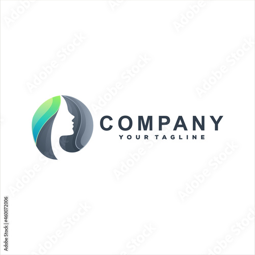 beauty lady gradient logo design