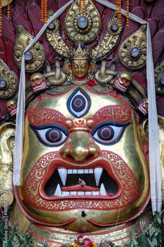 Seto Bhairab mask in Kathmandu Durbar Square in Kathmandu, Nepal. © Oscar Espinosa
