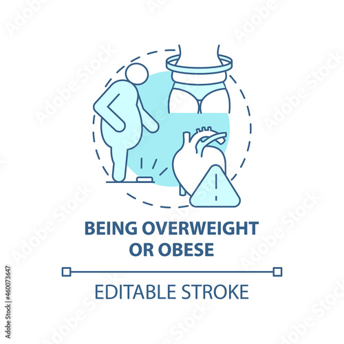 Being overweight and obese concept icon. Hypertension cause abstract idea thin line illustration. Belly fat. Cardiovascular disease risk. Vector isolated outline color drawing. Editable stroke