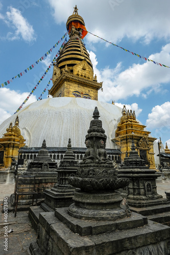 Swayambhunath Stupa is an ancient religious complex on top of a hill in Kathmandu, Nepal.