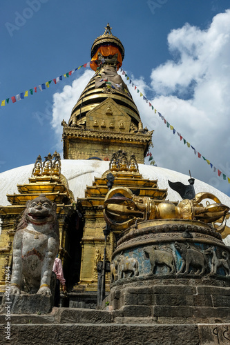 Swayambhunath Stupa is an ancient religious complex on top of a hill in Kathmandu, Nepal.
