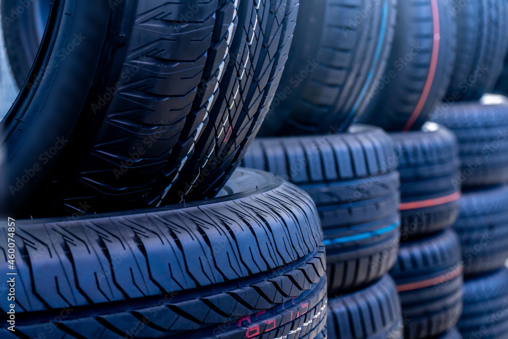 photographs of car tires, detailed and general plan. tires are folded in rows or on each side photographs of car tires, detailed and general plan. tires are folded in rows or on each side