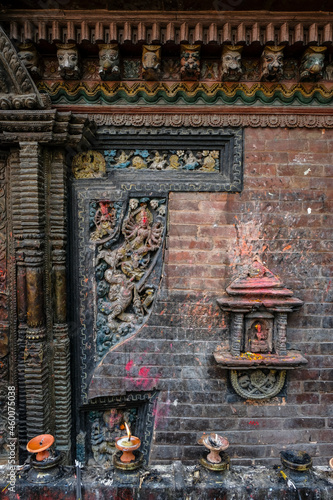 Detail of the Bhuwaneshwori Temple located near the Pashupatinath Temple on the Bagmati River in Kathmandu, Nepal.