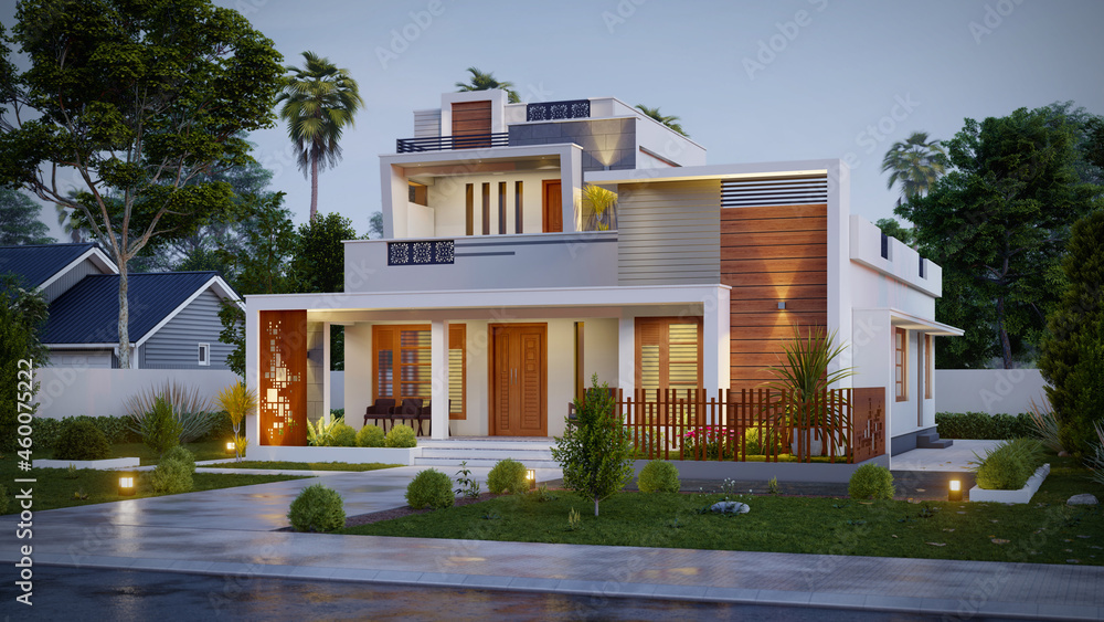 Obraz premium 3d illustration of a newly built luxury home