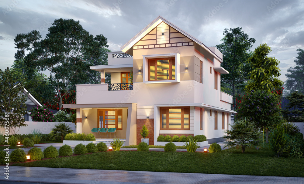3d illustration of a newly built luxury home 3d illustration of a newly built luxury home