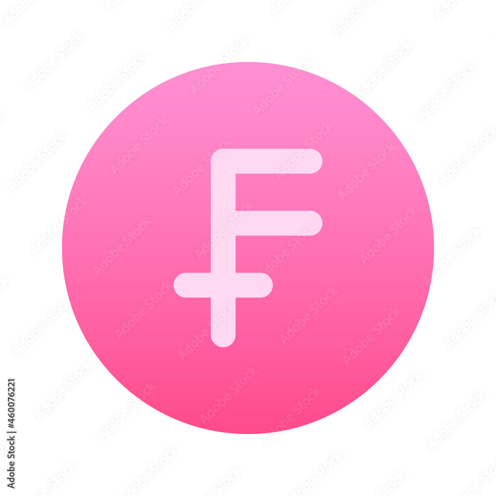 Illustration vector graphic icon of Switzerland Franc currency. Gradient Style Icon. Vector illustration isolated on white background. Perfect for website or application design.