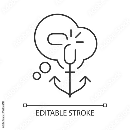 Getting rid of biases linear icon. Intolerant attitude. Change mindset, decision making process. Thin line customizable illustration. Contour symbol. Vector isolated outline drawing. Editable stroke