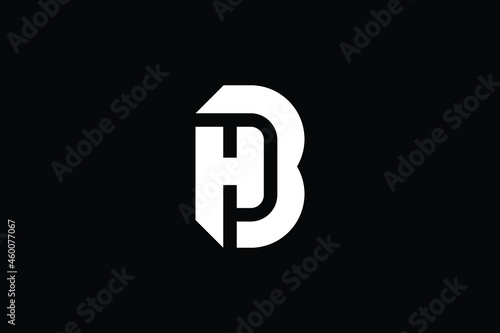 HB logo letter design on luxury background. BH logo monogram initials letter concept. HB icon logo design. BH elegant and Professional letter icon design on black background. H B BH HB