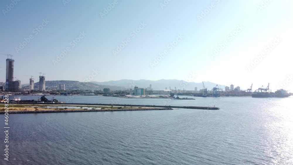 Aerial view of Izmir port and Aegean sea. High quality 4k footage Aerial view of Izmir port and Aegean sea. High quality 4k footage