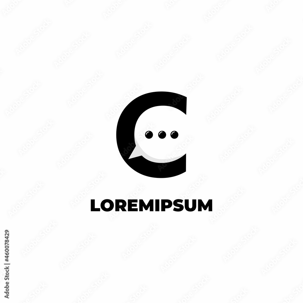 Chat logo design on isolated background letter c with speech bubble concept Chat logo design on isolated background letter c with speech bubble concept