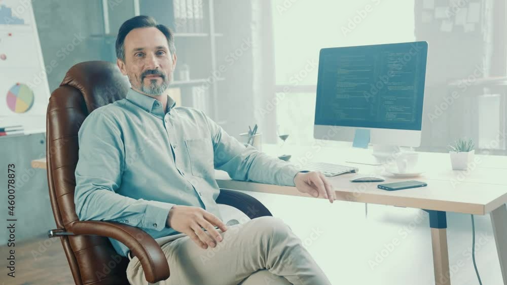 Concentrated worker finish coding bug fix job relax smile