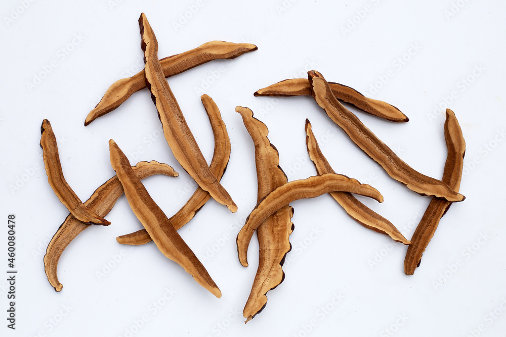 Dried lingzhi mushroom slices on white background Dried lingzhi mushroom slices on white background
