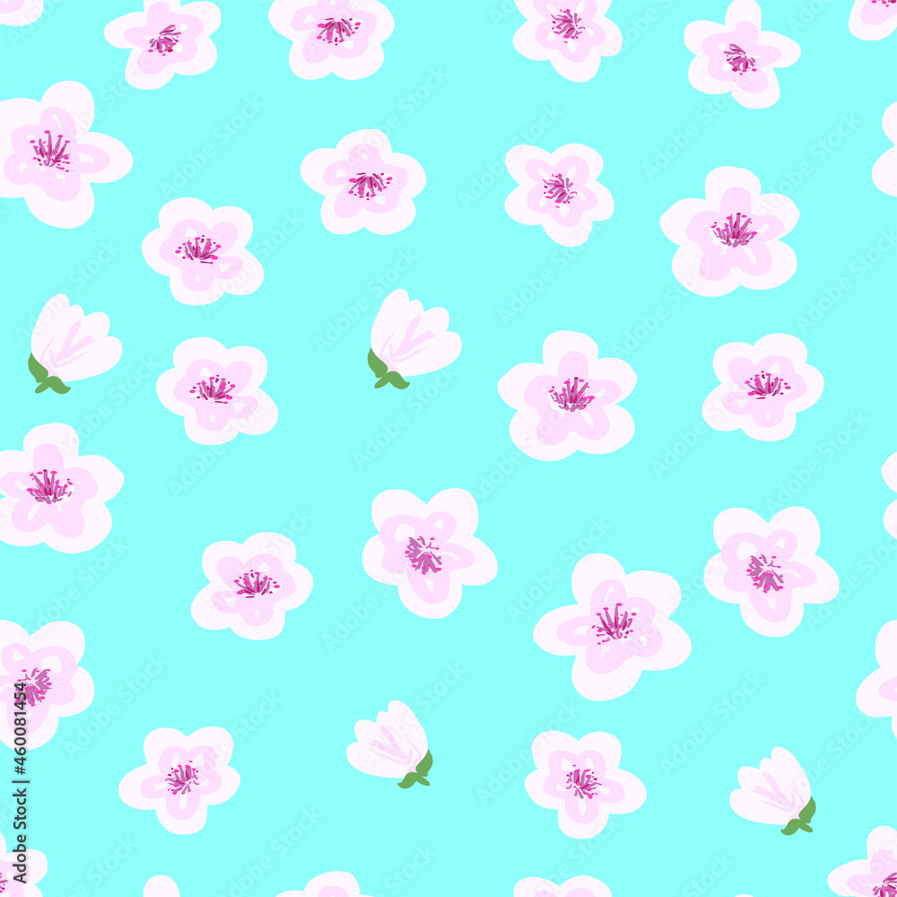 Seamless floral pattern with sakura flowers on a blue background. Stock vector illustration Seamless floral pattern with sakura flowers on a blue background. Stock vector illustration