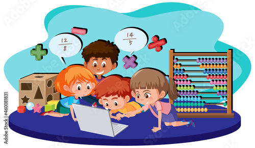 Student learning math using computer