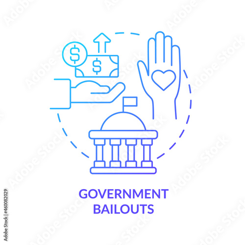 Government financial help concept icon. Bankruptcy preventive measures. Financial bailouts from government abstract idea thin line illustration. Vector isolated outline color drawing