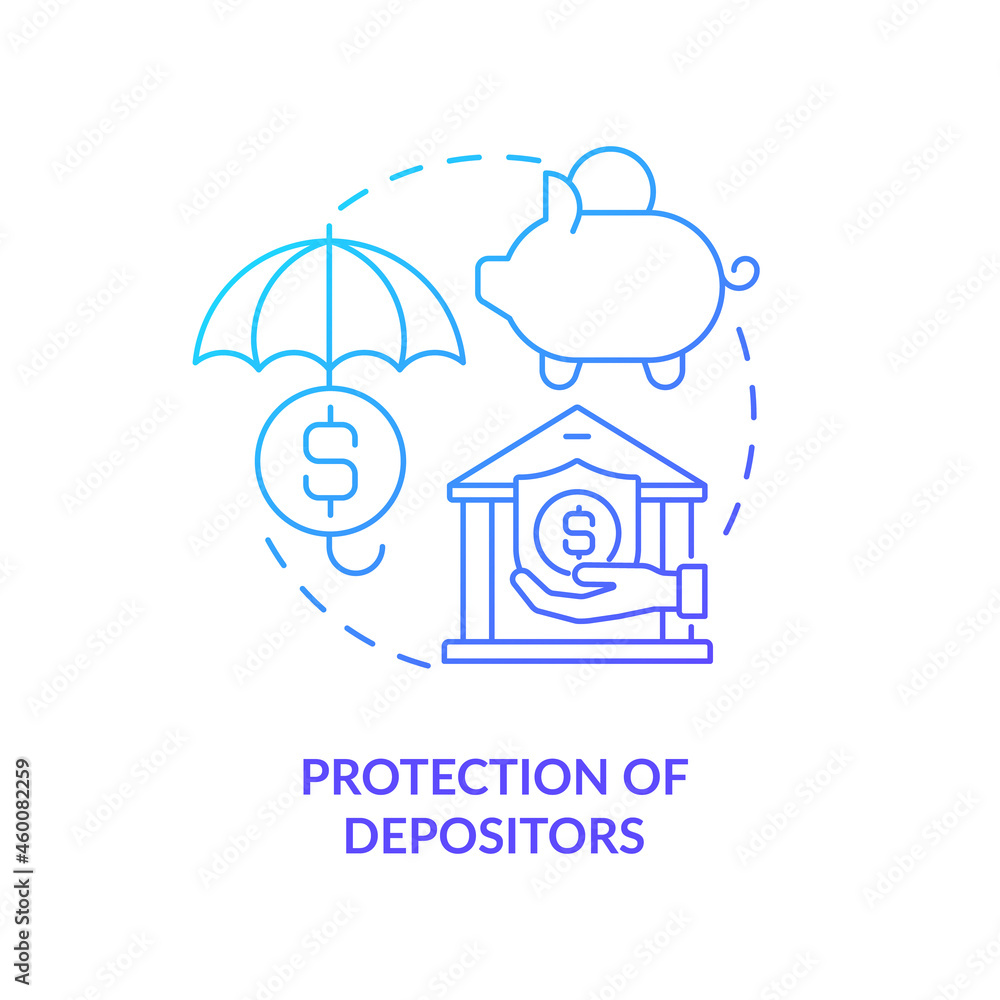Deposit guarantee providing concept icon. Banking services. Financial management. Bank regulation tasks, rules abstract idea thin line illustration. Vector isolated outline color drawing Deposit guarantee providing concept icon. Banking services. Financial management. Bank regulation tasks, rules abstract idea thin line illustration. Vector isolated outline color drawing