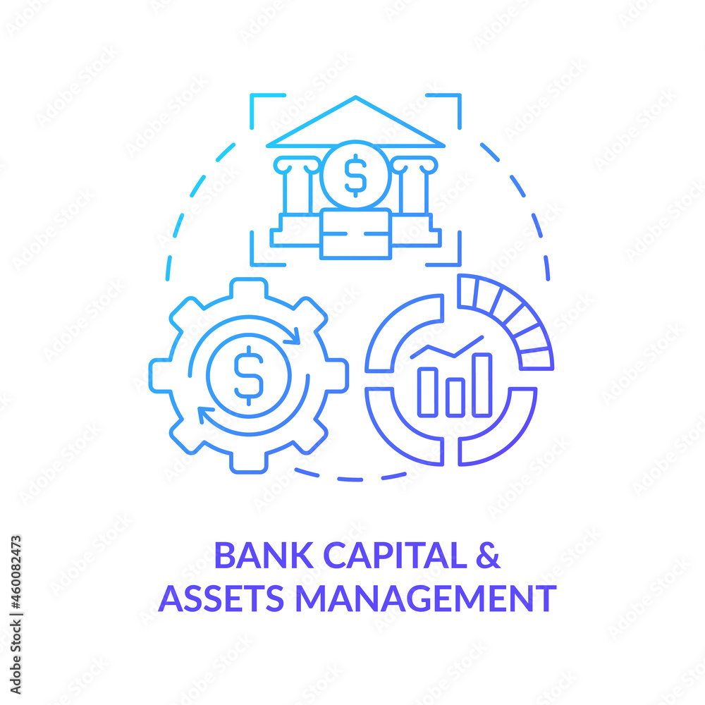 Bank capital and assets regulation concept icon. Capital measurement process. Financial management system abstract idea thin line illustration. Vector isolated outline color drawing