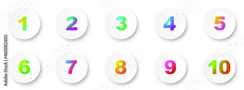Number bullet points 1 to 10. Creative 3d markers set. Vector illustration.