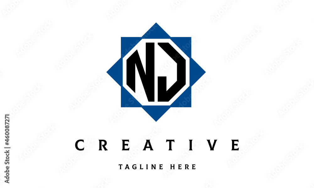 Naklejka premium NJ double square latter logo vector