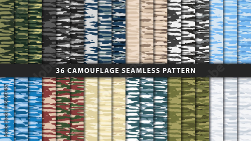 Collection military and army camouflage seamless pattern
