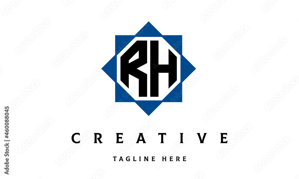 Fototapeta premium RH double square latter logo vector