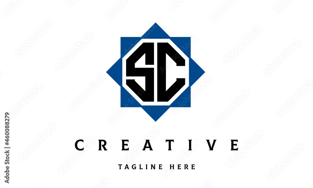 Naklejka premium SC double square latter logo vector