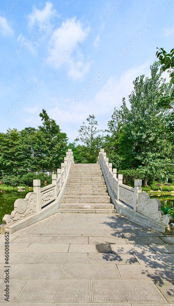 A stone ladder in a park in Chengdu, Sichuan, China