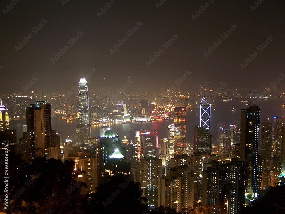 HK city skyline at night