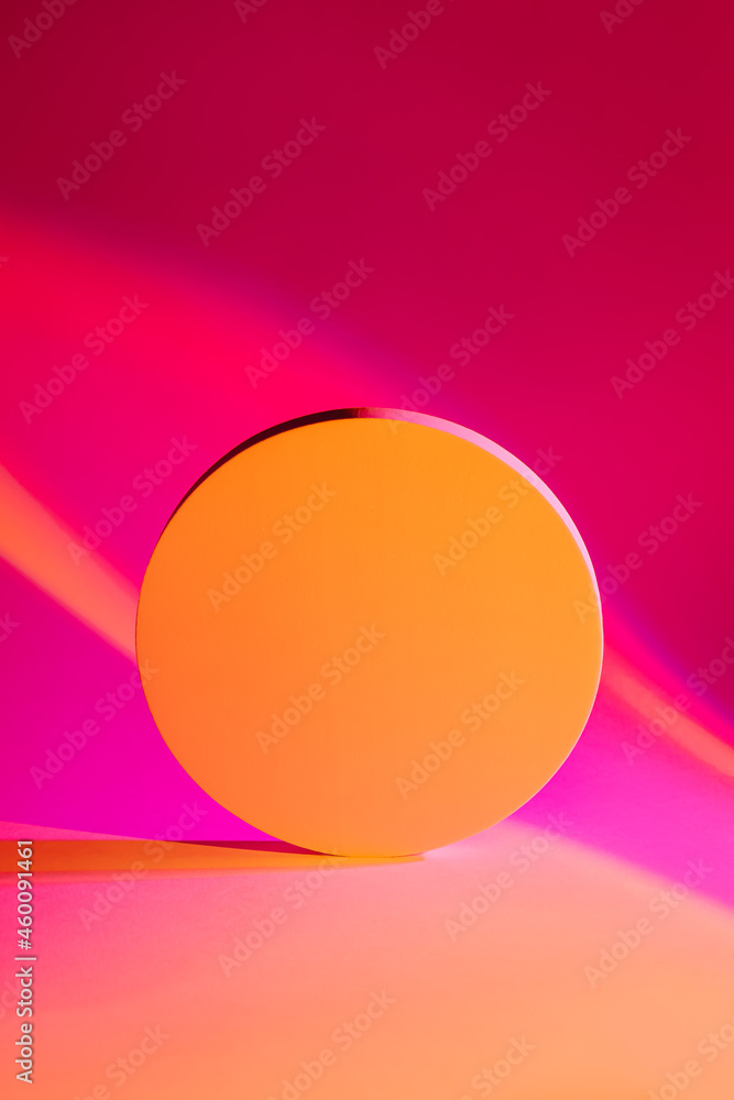 Circle  on color stylish bright background to show  products.