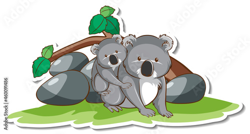 Cartoon character of koala mom and baby sticker
