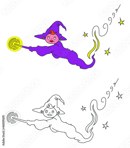 Magicienne avec sa baguette magique