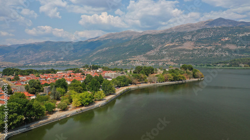 Aerial drone photo of iconic castle and ancinet citadel of Ioannina featuring Byzantine Museum, Its Kale Acropolis, Fetiche Mosque and Ali Pasha's tomb, Epirus, Greece