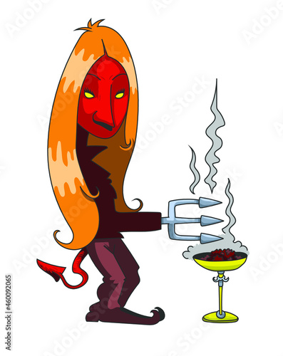 Diablesse aux enfers portant un trident