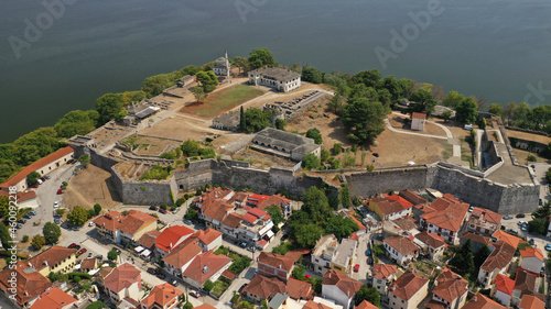 Aerial drone photo of iconic castle and ancinet citadel of Ioannina featuring Byzantine Museum, Its Kale Acropolis, Fetiche Mosque and Ali Pasha's tomb, Epirus, Greece photo