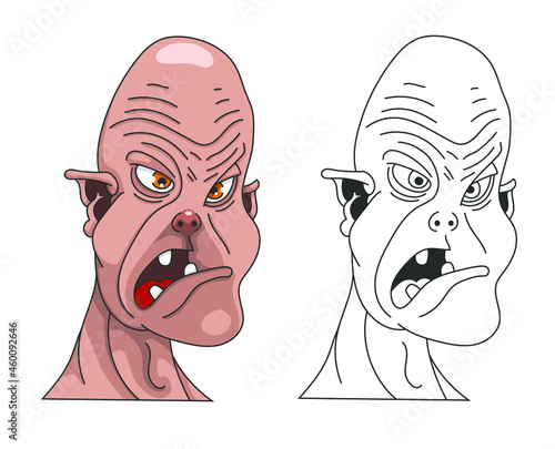 tête d'un personnage laid et abject