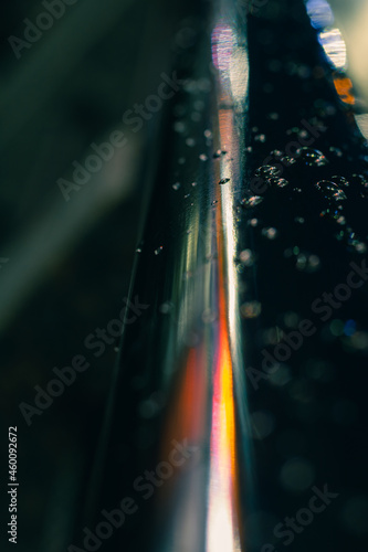 Abstract background of metal railings with waterdrops